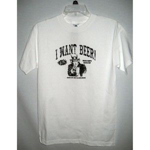 I WANT BEER Y2K T Shirt "Drink til they're Good Looking" Uncle Sam Funny